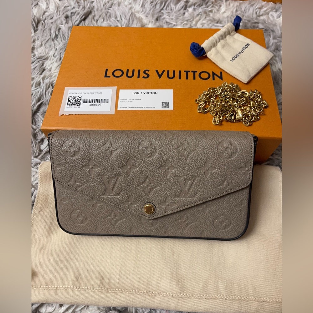 Louis Vuitton Taupe Monogram Empreinte Crossbody Wallet